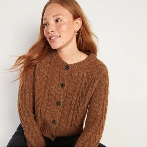 Old Navy Brown Cable Knit Button-Up Cardigan Sweater